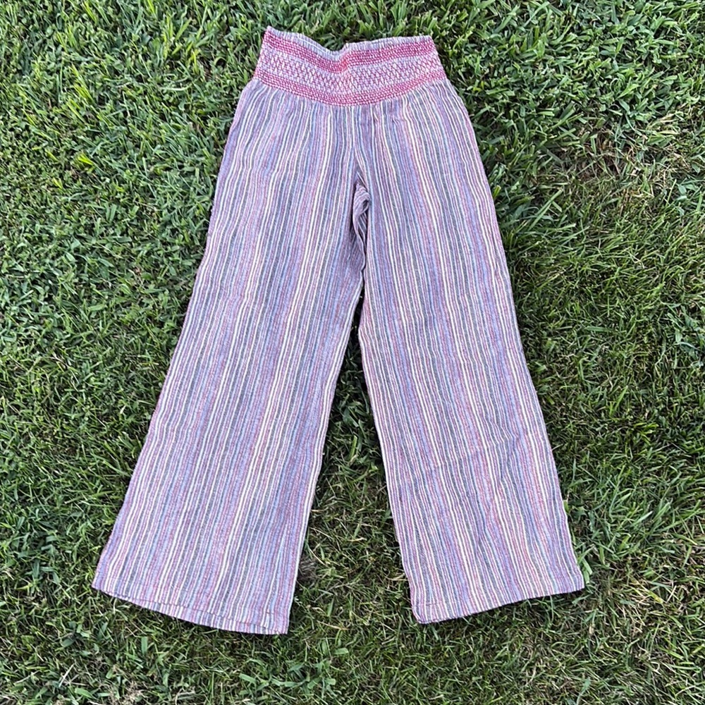 Indigo Rein Striped Wide Leg Pants - Pink and White